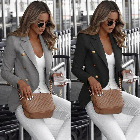 Women Ladies Long Sleeve Slim Blazer Suit Coat Work Jacket Formal Suit Plus Size Blazer Autumn Spring Solid Color Big Size Coat