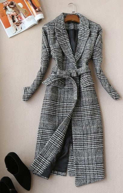 High quality winter women's suits skirt set 2021 new temperament slim wool long ladies coat jacket Slim skirt two-piece